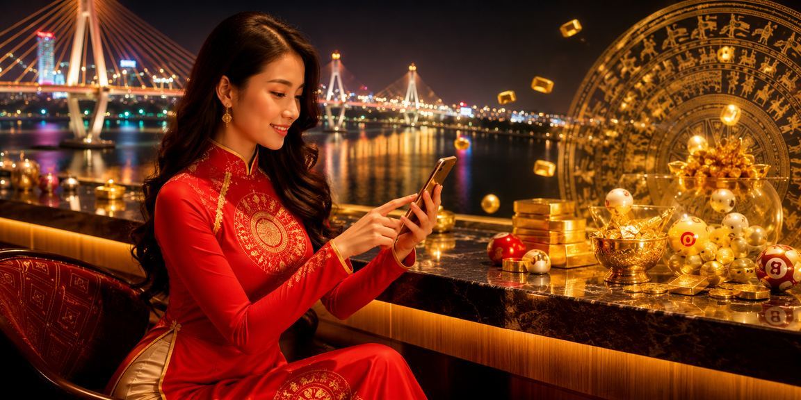 Người dùng Cần Thơ mặc áo dài trải nghiệm xổ số và casino trực tuyến trên điện thoại