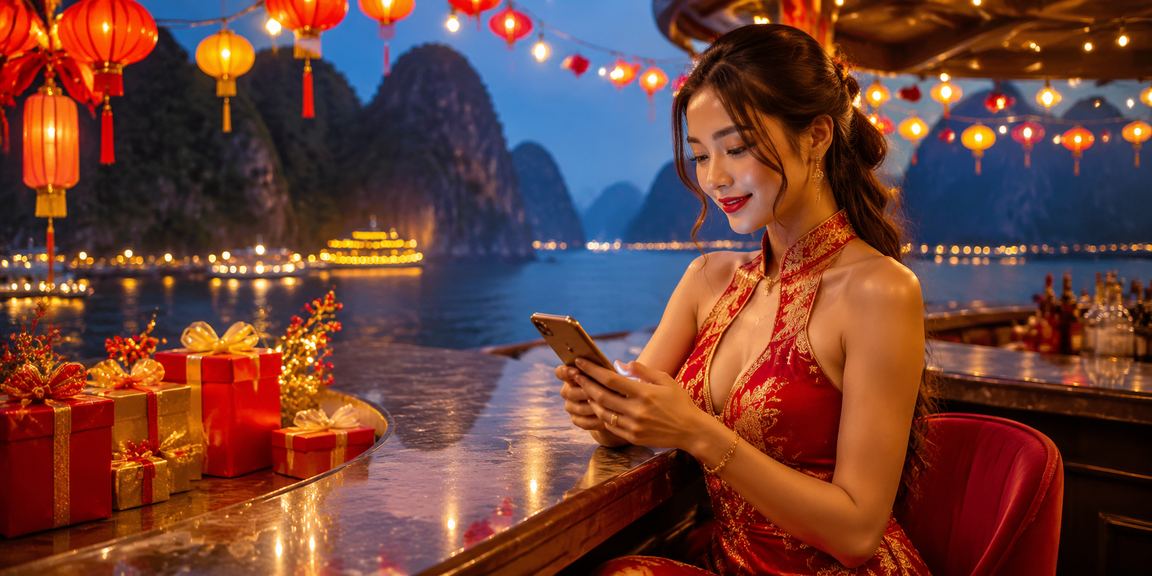 Người dùng dùng điện thoại thực hiện giao dịch casino trực tuyến gần bãi biển Ninh Bình